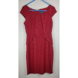 Adrianna Papell Women's Size 4 Wine Red Snakeskin Print Dress Cap Sleeves